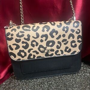 Kate Spade Leopard Print Crossbody Bag - Black and Beige NWOT